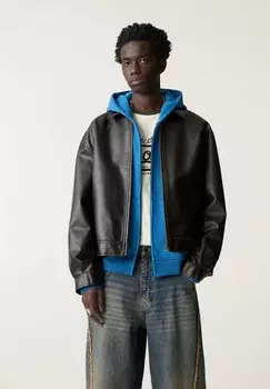 Куртка из искусственной кожи PULL&BEAR, темно-коричневый