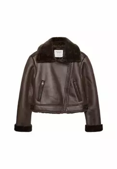 Куртка из искусственной кожи REVERSIBLE BIKER Stradivarius, темно-коричневый