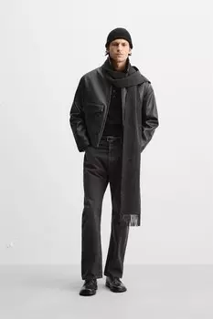Куртка из искусственной кожи с карманами ZARA, черный