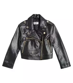 Куртка из искусственной кожи с логотипом Moschino, черный