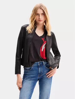 Куртка из искусственной кожи, стандартного кроя Desigual, черный
