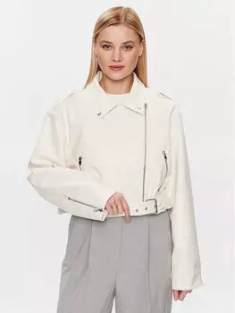 Куртка из искусственной кожи, стандартного кроя Gina Tricot, экрю