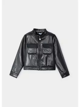 Куртка из искусственной кожи, стандартного кроя Mayoral, черный