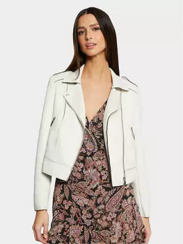 Куртка из искусственной кожи, стандартного кроя Morgan, экрю