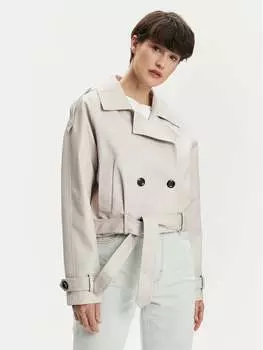Куртка из искусственной кожи, стандартного кроя Only, серый