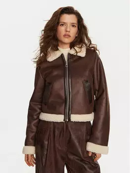 Куртка из искусственной кожи, стандартного кроя Only, коричневый