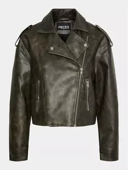 Куртка из искусственной кожи, стандартного кроя Pieces, коричневый