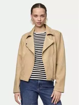Куртка из искусственной кожи, стандартного кроя Pieces, бежевый