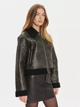 Куртка из искусственной кожи, стандартного кроя Pieces, коричневый