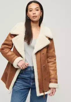 Куртка из искусственной кожи Superdry "FAUX SEARLING MID JACKET", цвет Tan