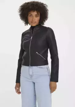 Куртка из искусственной кожи Vero Moda "VMKHLOEFAVO 22 SHORT COADED JACKET", черный