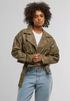 Куртка из искусственной кожи VINTAGE Urban Classics, оливковый