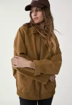 Куртка из искусственной кожи WITH POCKETS Stradivarius, коричневый