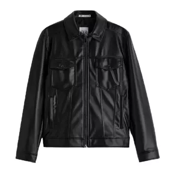 Куртка из искусственной кожи Zara Faux Leather, черный
