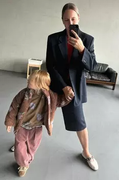 Куртка из искусственной овчины с цветочным принтом ZARA, коричневый