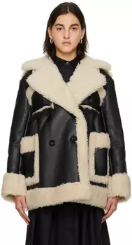 Куртка из искусственной овчины со вставками Black & Off-White sacai