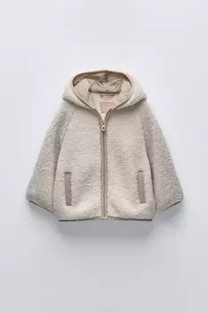 Куртка из искусственной овчины ZARA, экрю