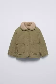 Куртка из искусственной овчины ZARA, хаки