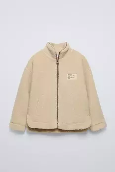 Куртка из искусственной овчины ZARA, песочный