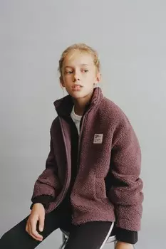 Куртка из искусственной овчины ZARA, розовый