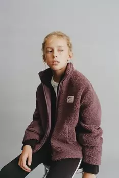 Куртка из искусственной овчины ZARA, розовый