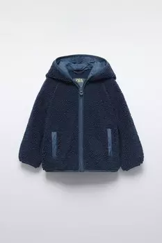 Куртка из искусственной овчины ZARA, темно-синий