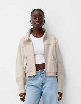 Куртка из искусственной замши Bershka, бежевый