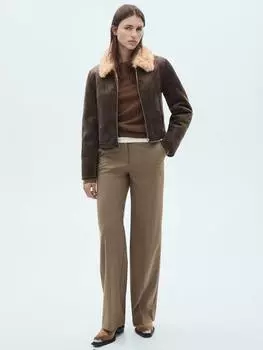 Куртка из искусственной замши дели Mango, серый