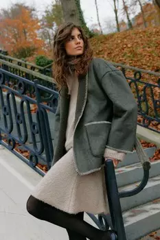 Куртка из искусственной замши с карманами и стежками Vero Moda, серый