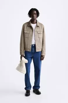 Куртка из искусственной замши ZARA, бежевый