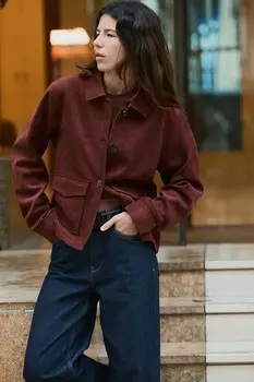 Куртка из искусственной замши ZARA, бордовый