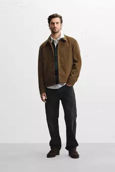 Куртка из искусственной замши ZARA, цвет Brandy