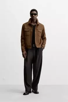 Куртка из искусственной замши ZARA, цвет leather