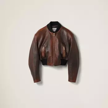 Куртка из кожи наппа Miu Miu, коричневый