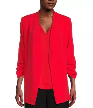 Куртка из крепа DKNY Scuba с открытыми передними рукавами и рюшами 3/4, красный