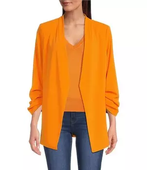 Куртка из крепа DKNY Scuba с открытыми передними рукавами и рюшами 3/4, оранжевый