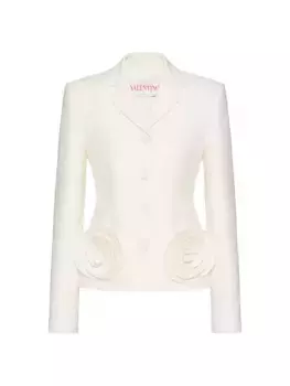 Куртка из крепа от кутюр Valentino Garavani, слоновая кость