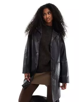 Куртка из натуральной кожи средней длины ASOS DESIGN