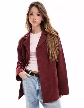 Куртка из натуральной замши в стиле 70-х от ASOS DESIGN красного цвета