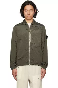 Куртка из нейлона ECONYL цвета хаки из металла Stone Island
