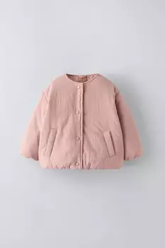 Куртка из нейлона ZARA, пастельно-розовый