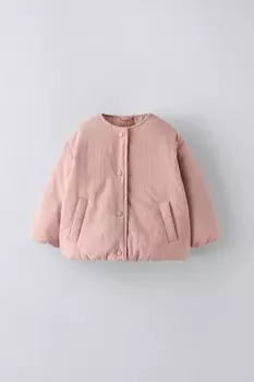Куртка из нейлона ZARA, пастельно-розовый
