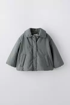 Куртка из нейлона ZARA, синий/серый