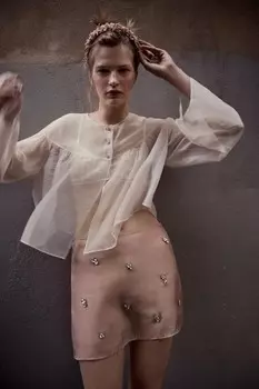 Куртка из органзы со стразами ZARA, розовый