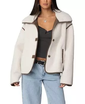 Куртка из овчины Frost большого размера Edikted, коричневый/бежевый