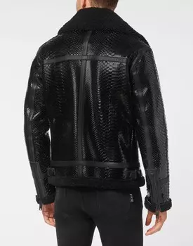 Куртка из овчины из питона Philipp Plein, черный