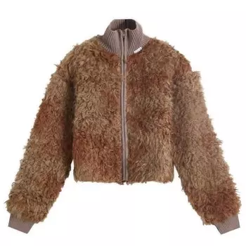 Куртка из овчины на молнии Acne Studios, коричневый