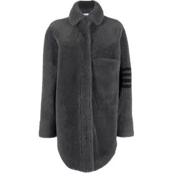 Куртка из овчины с полосками 4 Bar THOM BROWNE, светло-серый