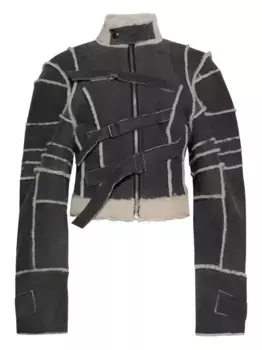 Куртка из овчины с ремешками Natasha Zinko, серый