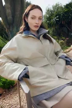 Куртка из парусины большого размера H&M, бежевый